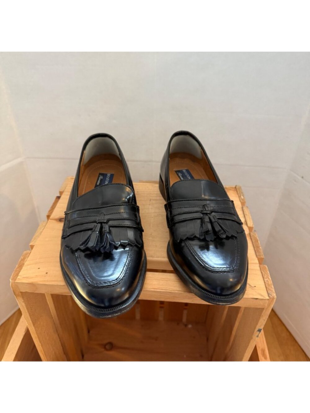 Bostonian Florentine Size 10 M Black Leather Kiltie Tassel Loafers Dress Shoes - Picture 2 of 16